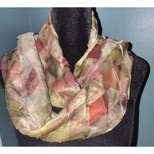 Vintage Plissé Rectangle Scarf Raised Diamond Pattern Geometric